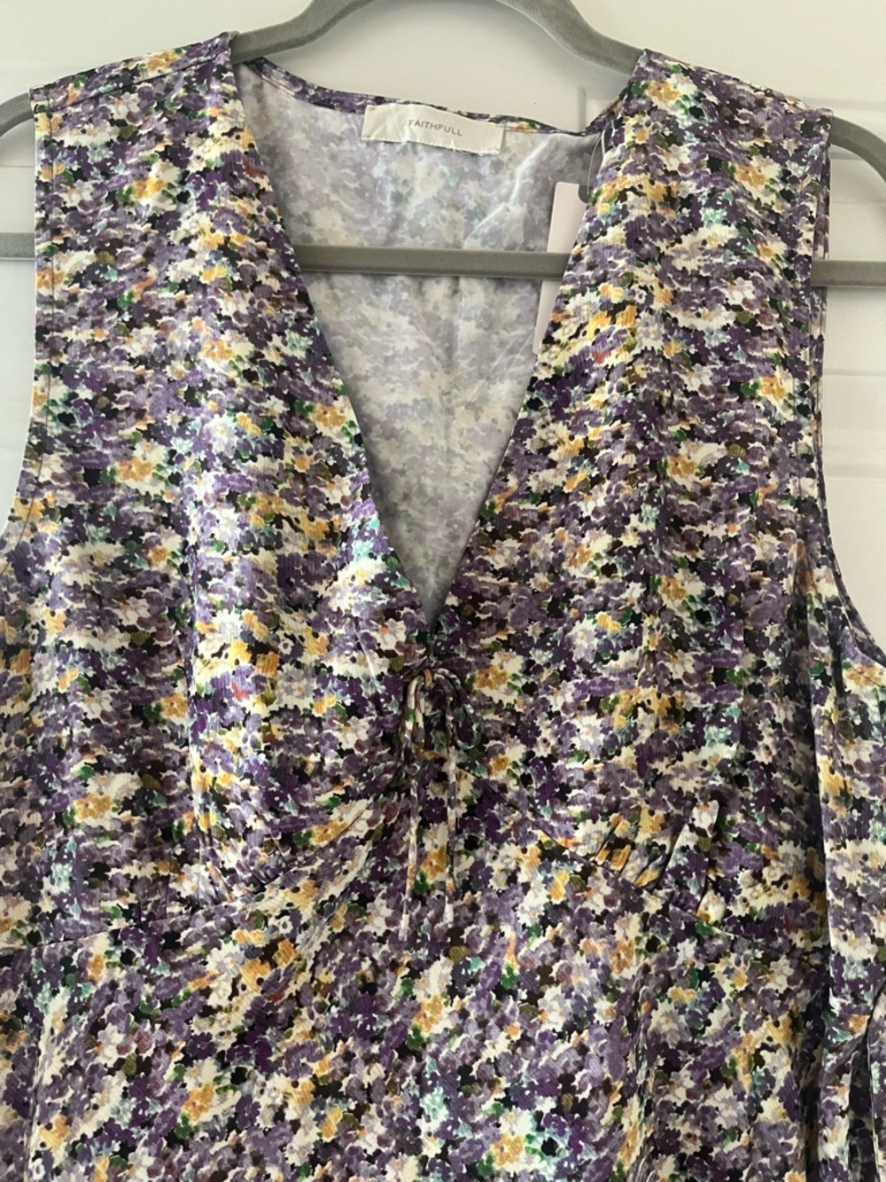Faithfull the Brand Josephine Mini Floral Dress in Purple and Yellow - Picture 2 of 6